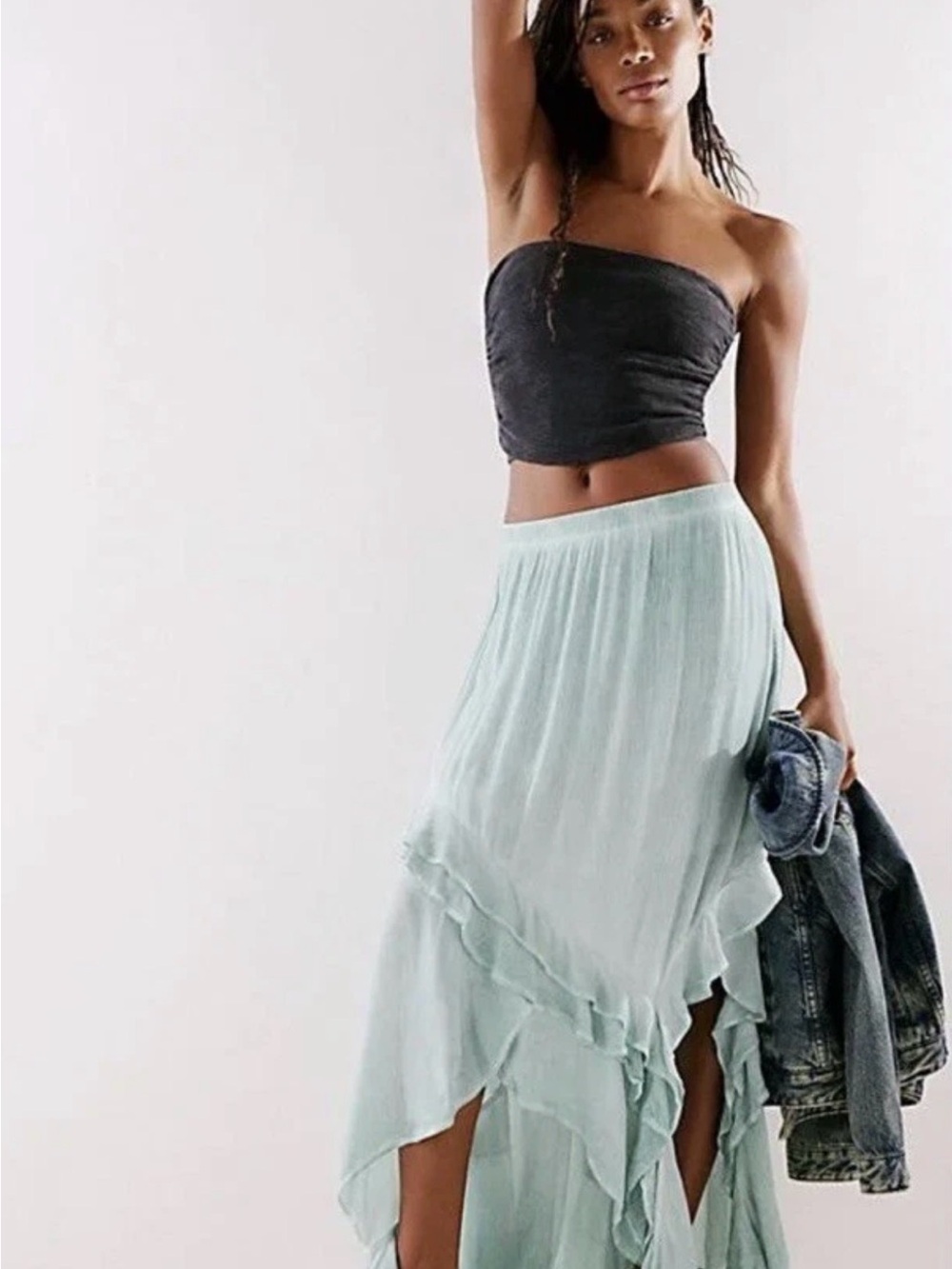 Free People Mint Green Ruffled Set - Picture 2 of 3